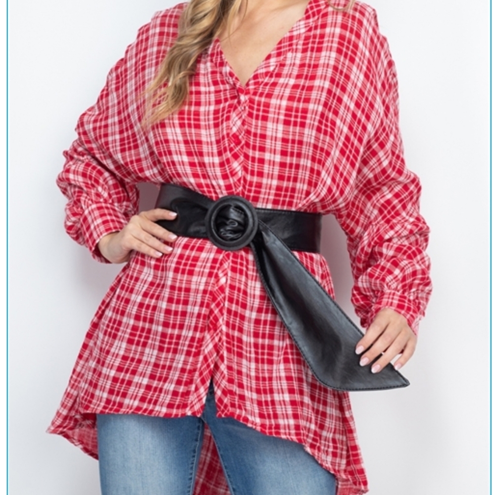 Plaid Print Tunic Top - Picture 6 of 7